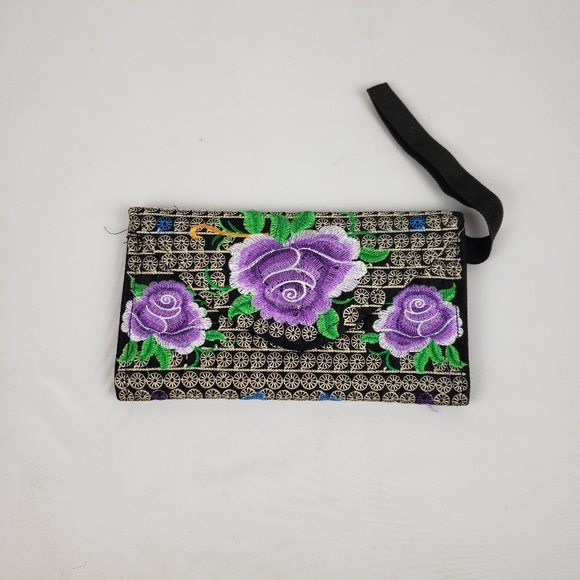 Wallet Embroidered floral multicolor 100% mexican art  Handmade/ cartera bordada - Picture 6 of 8